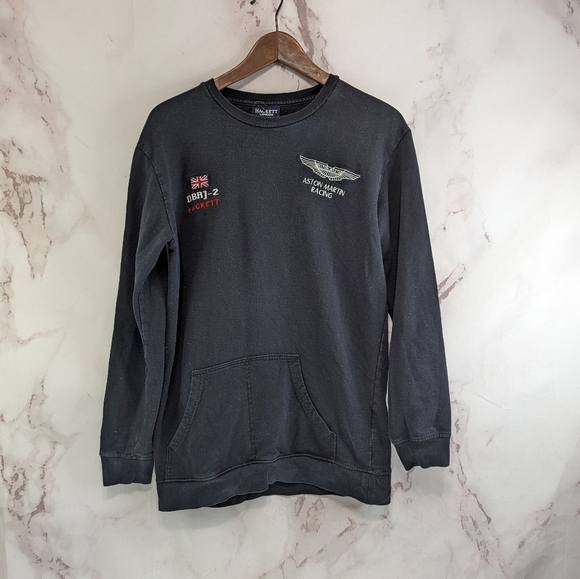 Aston Martin T Shirt Mens Medium Black Racing AMR Hacket Pullover Long Sleeve - Picture 1 of 12